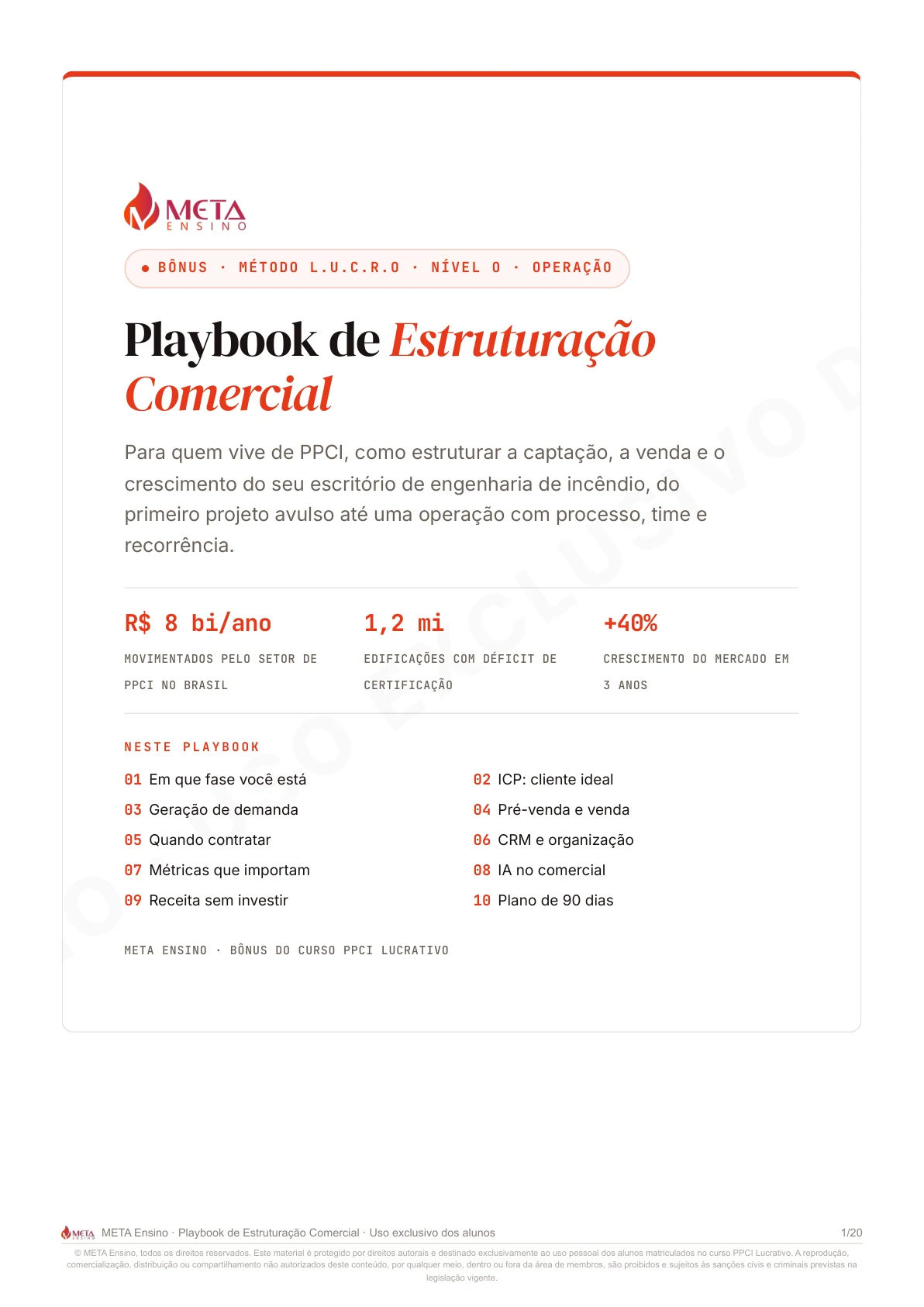 Playbook comercial dos alunos PPCI Lucrativo